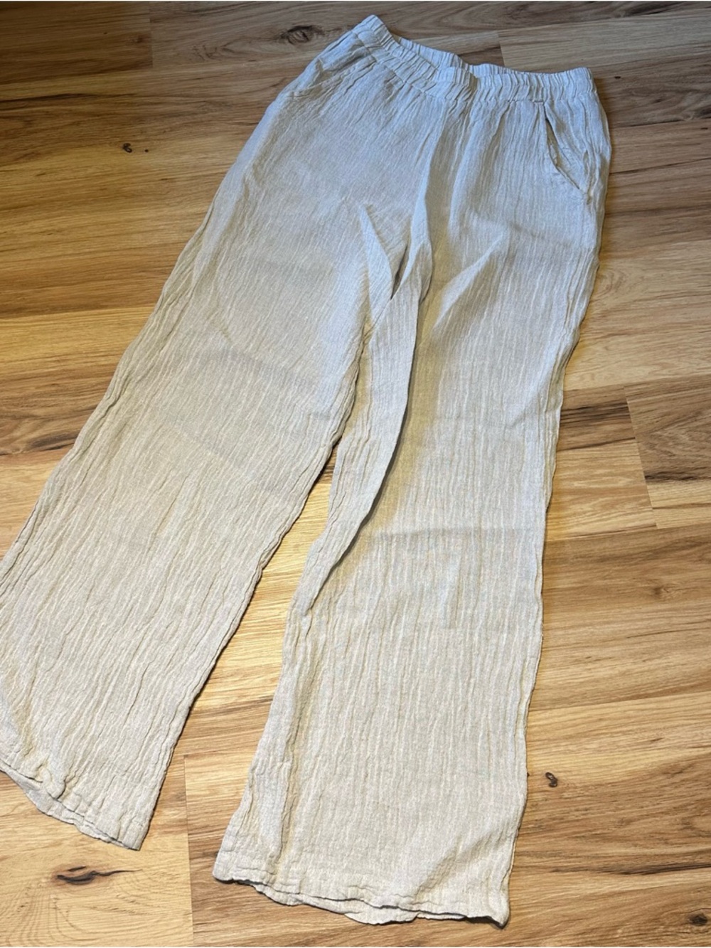 Luukaa Wide Leg Linen-Blend Pants in Beige